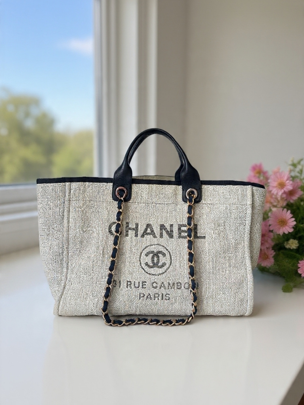 Chanel Deauville Large Tote Gray Canvas 31 Rue Cambon ✨ BRAND NEW